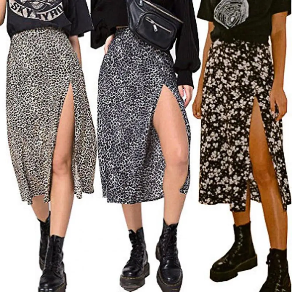 

Summer Skirts Womens 2021 Vintage Breathable Floral Print Chiffon Pleated Skirt Elastic High Waist Casual Midi Skirt Women