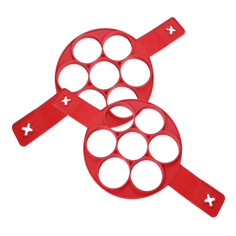 

Silicone Pancake Maker Red Egg Rings Mould Non-stick Molds Frying Tools Baking Machine Flip Accessories Pan Pastry Mat Diy B2W1