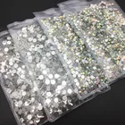 SS3-SS40, стеклянные круглые стразы ааааа, прозрачные Стразы AB, без горячей фиксации, плоские стразы s для ногтей, 3D Самоцветы для дизайна ногтей