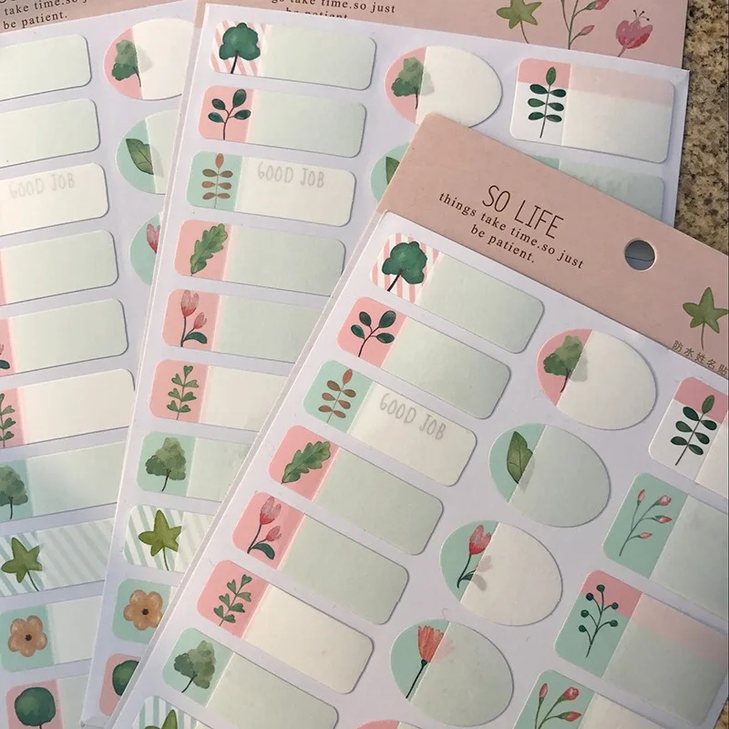 

1pack Cute Flower Flamingo Cat Stickers Label Sticky Kawaii Stationery Stickers Assortment Name Paper Bullet Journal Stickers