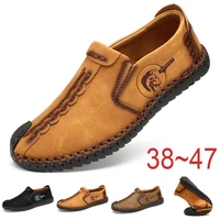 handmade genuine leather fashion man boots mens driving flats casual loafers shoes high quality real leather comfortable men 38