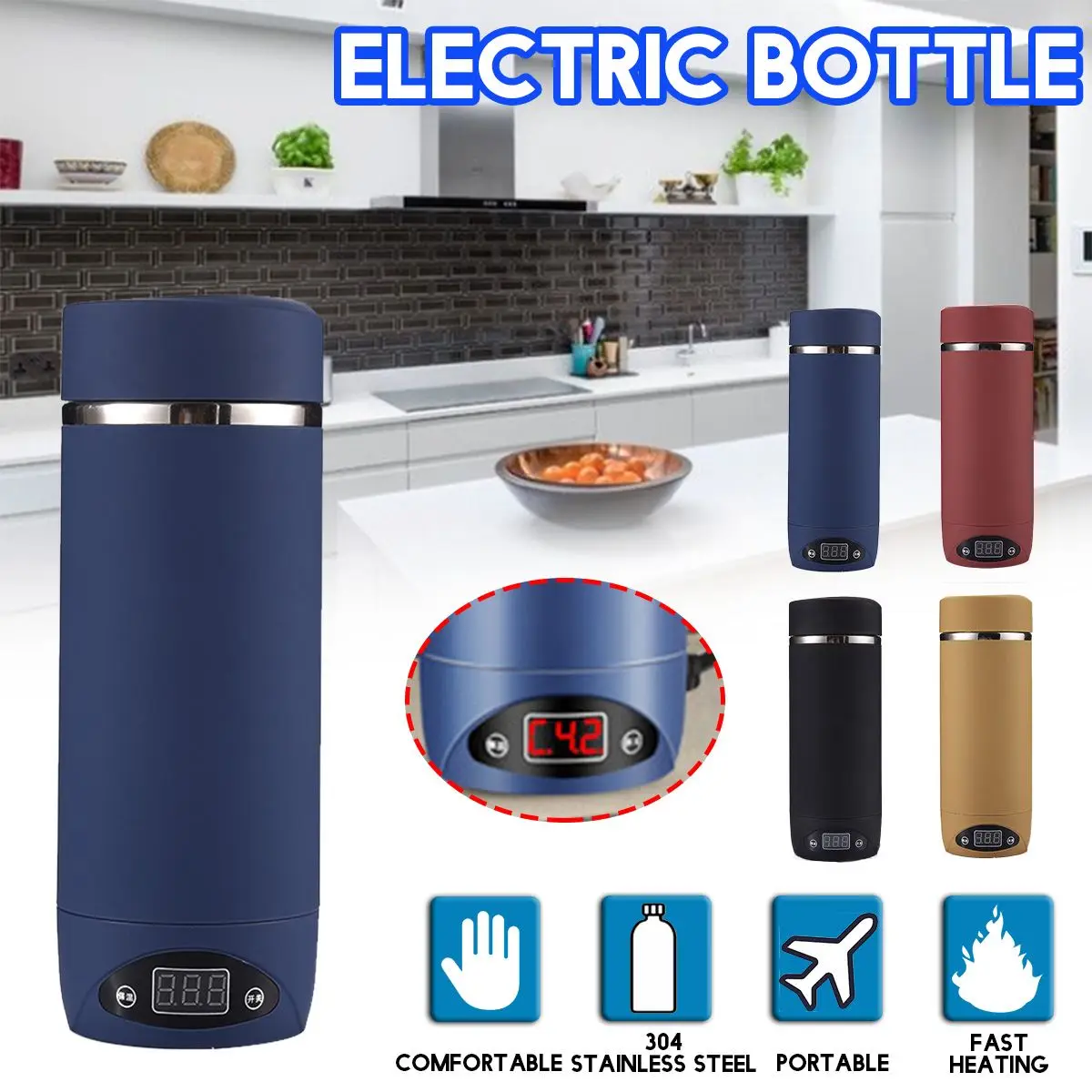 

420ml Portable Electric KettlesThermal Cup Make tea Coffee Travel Boil water Keep warm Smart Water Kettle Kitchen Appliances