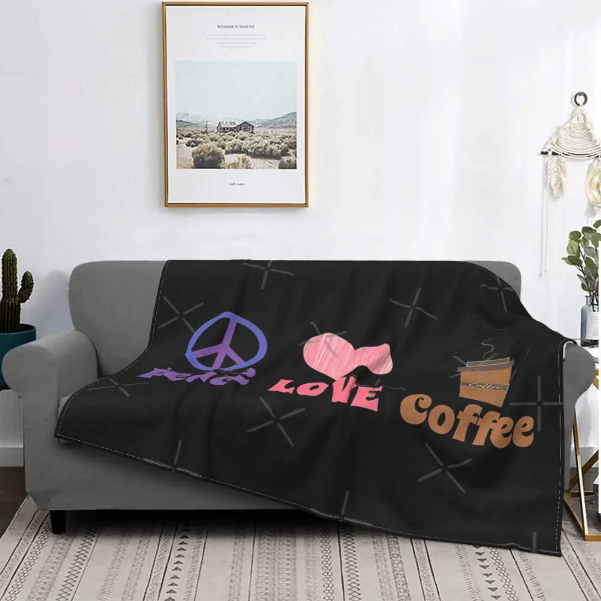 

Manta de Cafe de amor de la Peace, a cuadros para cama colcha, edredones para sofda, manta con капуcha, cuadros y fundas
