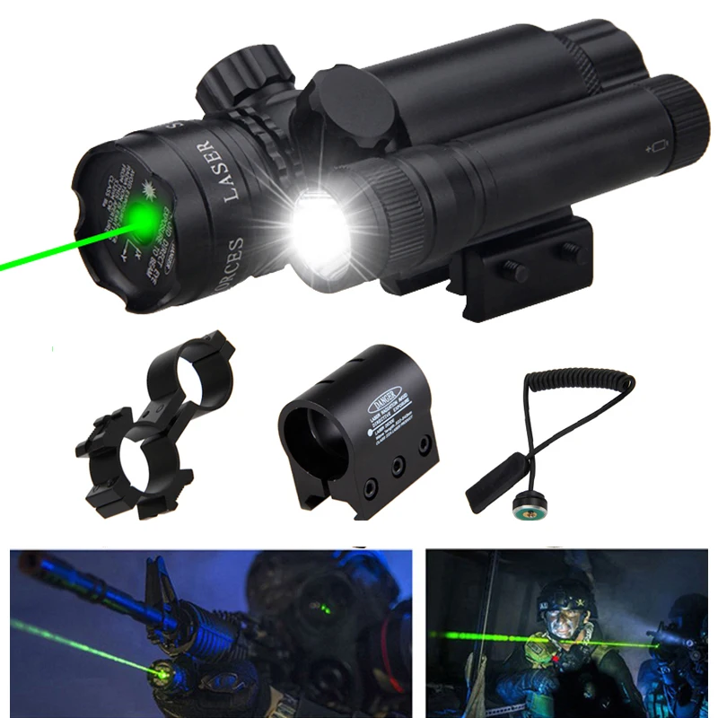

Tactical Hunting Laser Mount Green Dot Laser Sight Rifle Gun Scope 20mm Airsoftsport Rail & Barrel Pressure Switch Mount