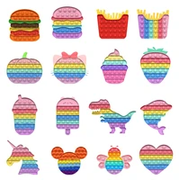 100pcslot fidget toys pioneer macaron color game disk french fries hamburgers dinosaur relieve stress silica gel sensory unzip