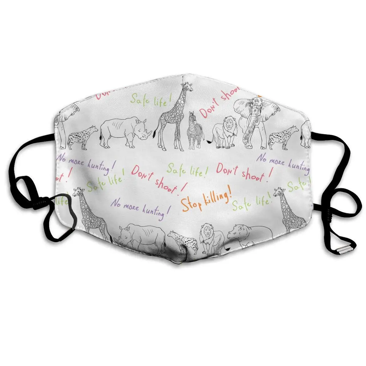 

Cartoon African Animals Washable Reusable Mask, Cotton Anti Dust Half Face Mouth Mask For Kids Teens Men Women With Adjustable