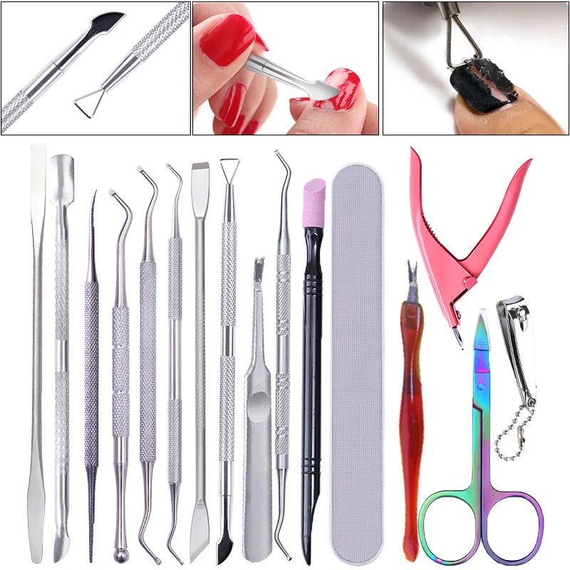 Dual-end Nail Cuticle Pusher Remover Stainless Steel Professional Nail Art Manicure DIY Design Tools