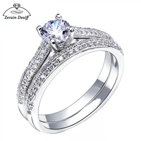 925 silver set of engagement and wedding rings trendy jewelry wedding accessory for women ring women