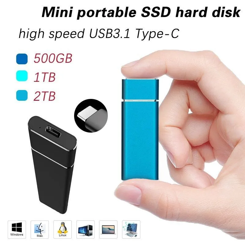2 ТБ/1 ТБ M.2 корпус переносного жесткого диска Тип C USB3.1 Портативный SSD