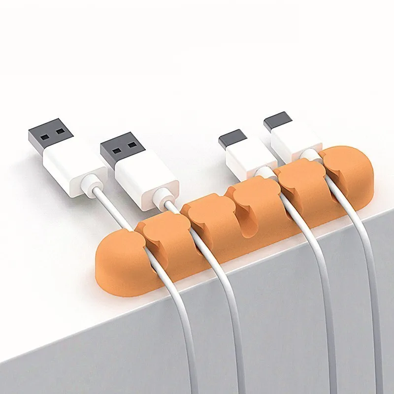 USB Cable Holder Silicone Cable Organizer Flexible Cable Winder Earphone Winder Mouse Headphone Wire Charger Desktop Management