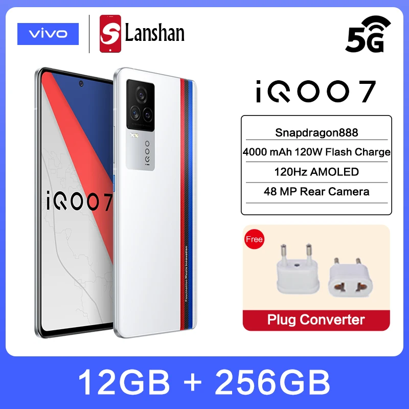 Перейти на Алиэкспресс и купить Vivo оригинальный IQOO 7 5G 120W FlashCharge Snapdragon888 сотовый телефон 12GB256GB 120 Гц активно-матричные осид, Дисплей 48MP камера мобильный телефон