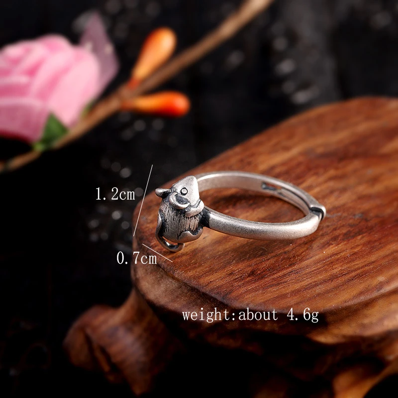 GAGAFEEL 925 Sterling Silver Cute Mouse Finger Rings for Women Retro Rat Animal Open Ring Pendant Jewelry | Украшения и