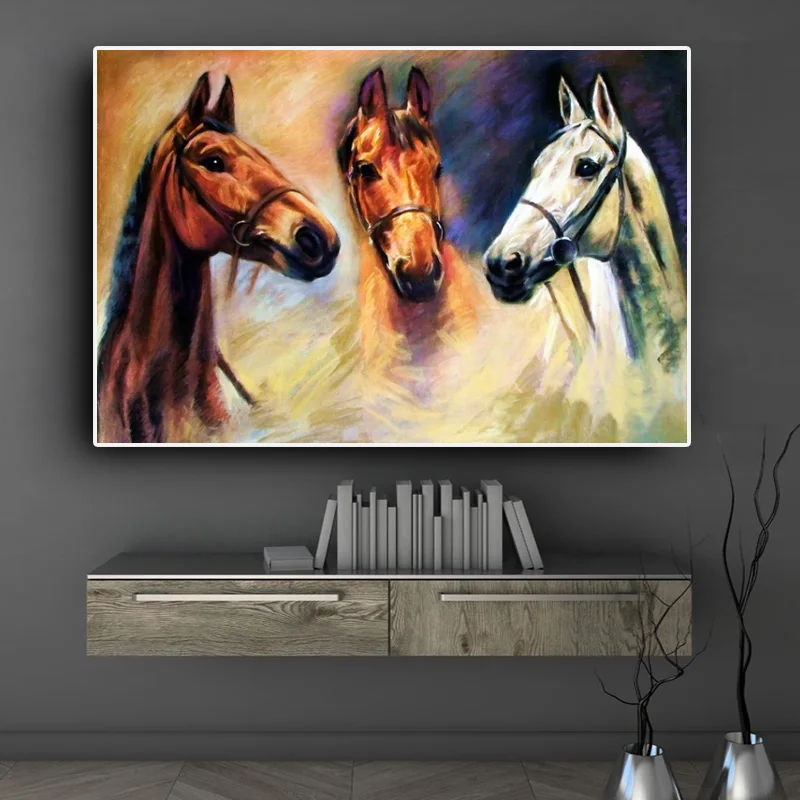 Современная живопись холст постеры с животными и принты лошадь настенные