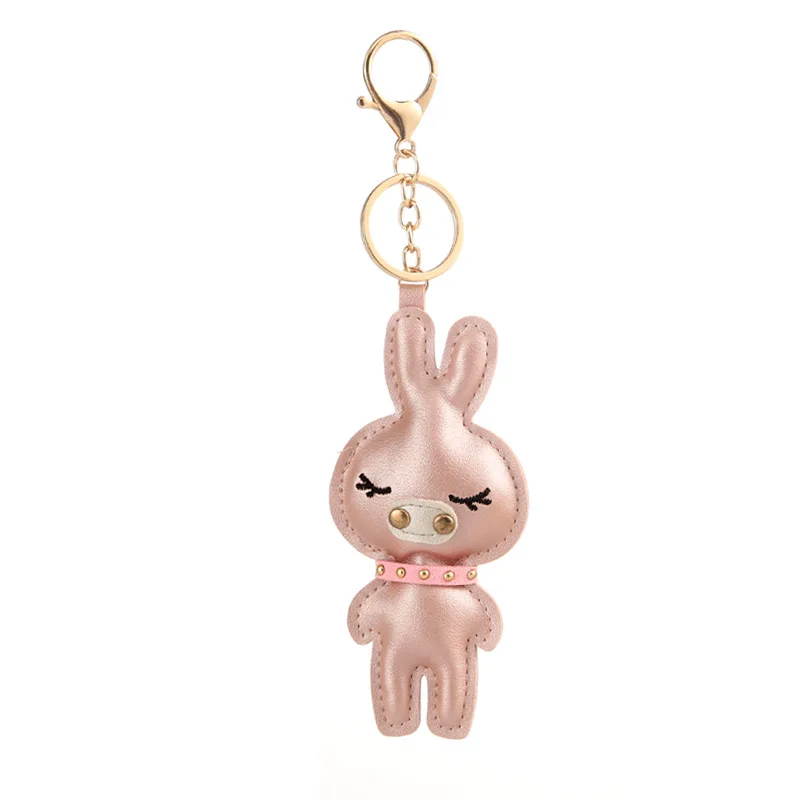 

Creative Personality Pig Keychain Environmental Protection PU Cartoon Bag Car Key Couple's Accessories Pendant Keyring Best Gift