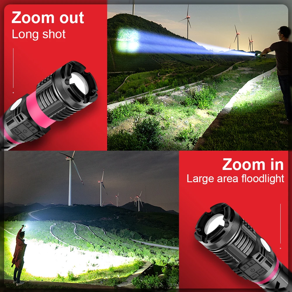 

New XHP120 cob High Powerful led flashlight 18650 or 26650 lanterna torch usb Rechargeable flashlights XHP90 XHP70 XHP50 lights
