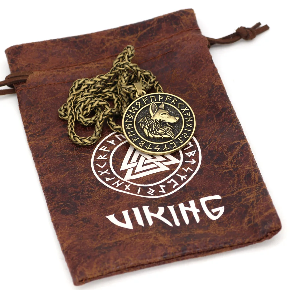 Скандинавский Викинг odin wolf Geri и Freki rune ожерелье с подвеской в форме руны Norse