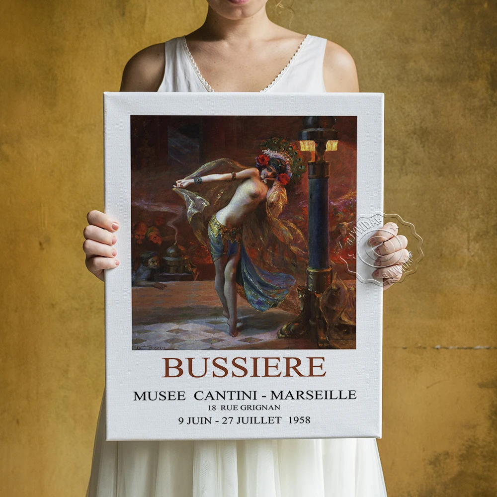 

French Museum Vintage Exhibition Poster,Gaston Bussiere Dance Seven VeilsClassic Figure Nude Prints, Home Decor Wall picture