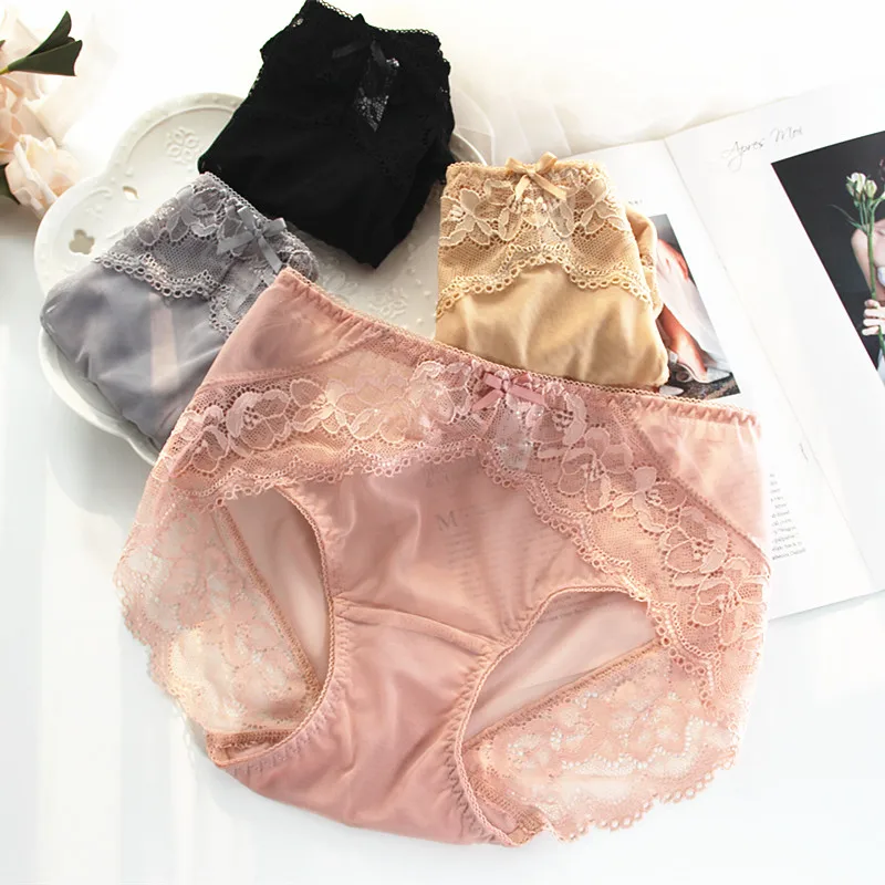 New Style 4PCS Women's Panties Lace panties Transparent mesh Lace ultra-thin underwear women briefs underpants