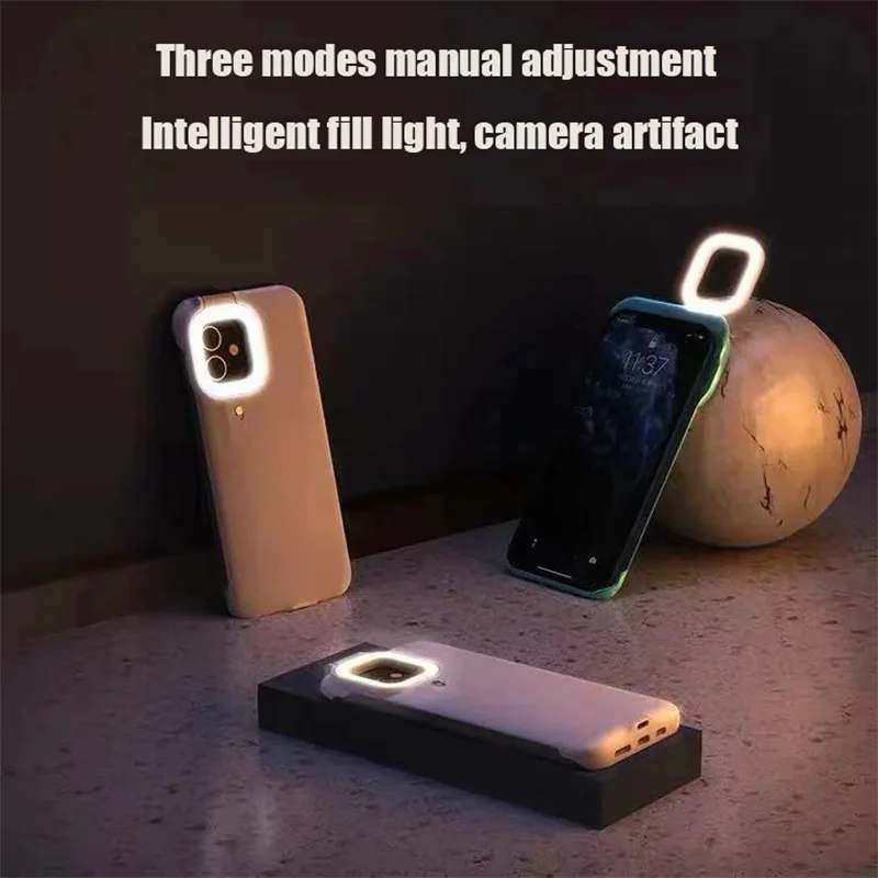 for iphone series huawei p40 mate smart fill light case for12 11 fill light ring light flash case stable shell for iphone xr free global shipping