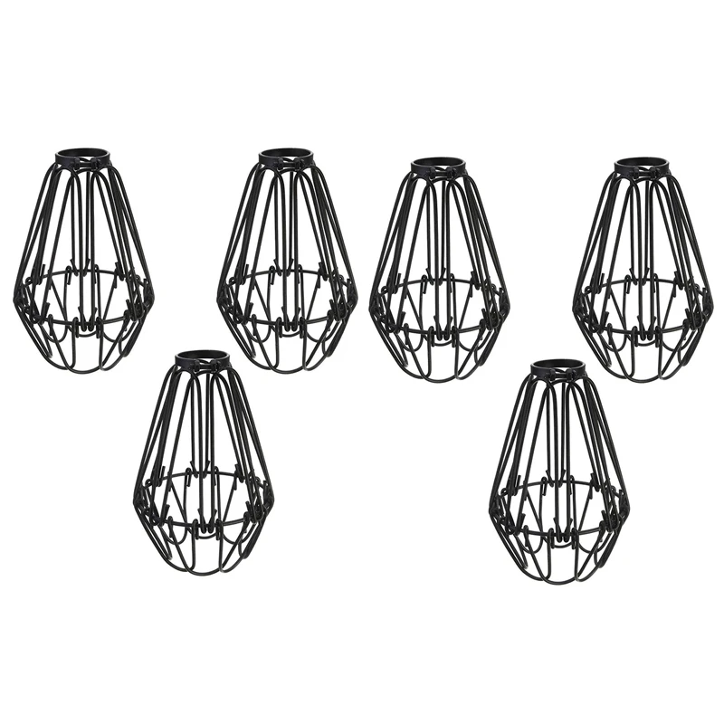 

6 Pcs Iron Bulb Guard Lamp Cage, Ceiling Fan And Light Bulb Covers, Industrial Vintage Style Hanging Pendant Light
