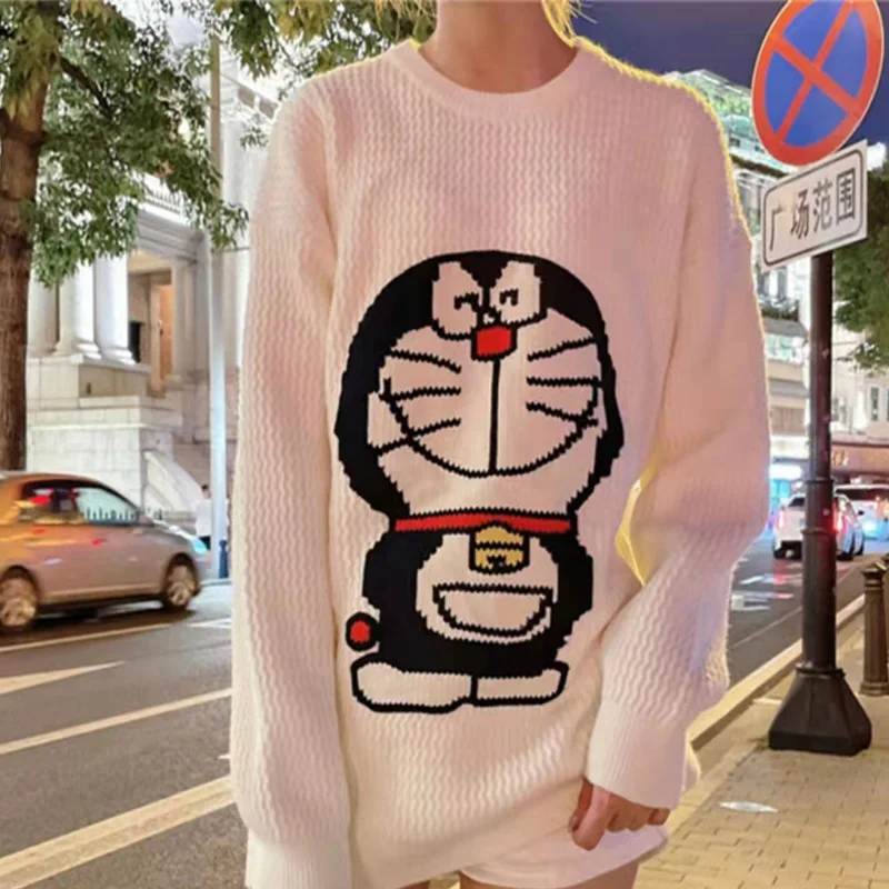 

Design Chic Ins Cartoon Print High Street Korean Japan Halloween Sweater Loose Womens Sweaters Autumn Winter White Cute Pullover