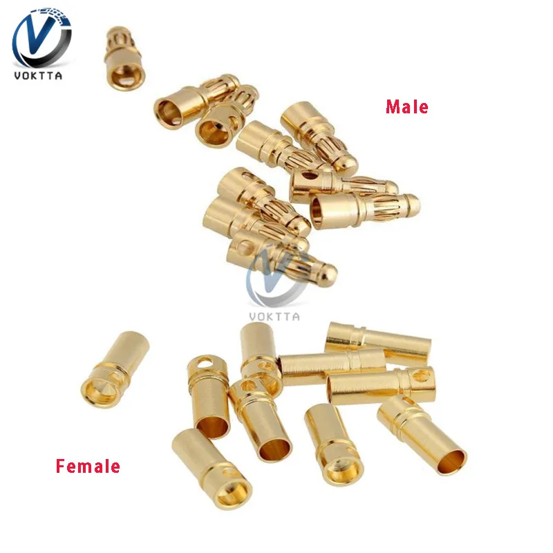 20 шт./лот 3 5 мм позолоченный мужской женский типа Пуля банан разъем для ESC