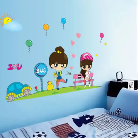 

Cartoon doll children bedroom background wall self adhesive PVC Removable Wall Decal