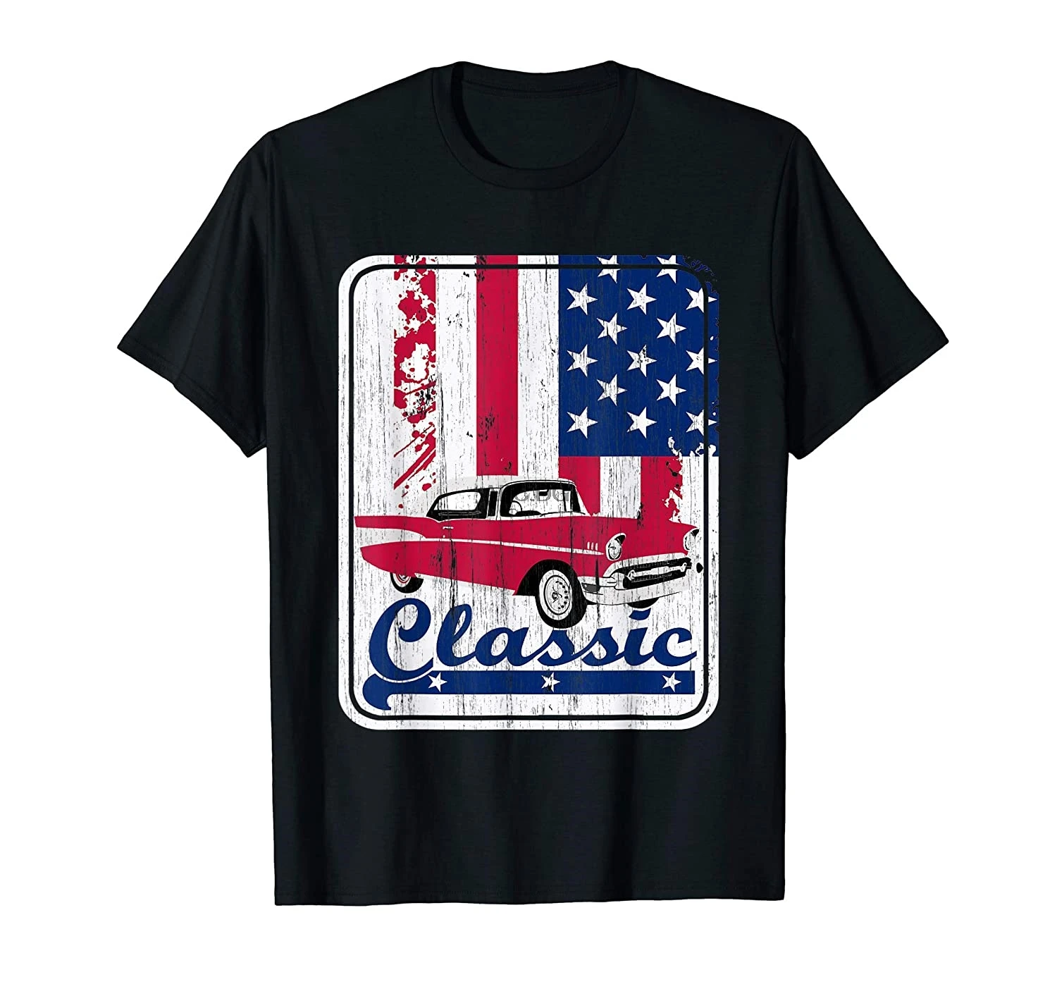 

American Muscle Classic Car USA Flag Vintage camiseta