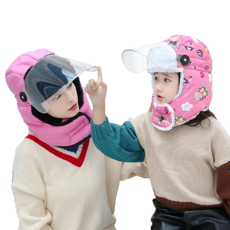

Winter Cap Outdoor Cycling Windproof Earmuffs Warm Hat With Face Shield Thick Hat Suitable For Adults And Children