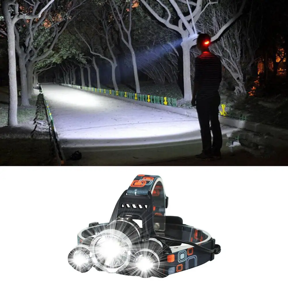 

Rechargeable Headlight 8000Lm XM-T6 3Led HeadLamp head light Fishing Lamp Hunting Lantern Night Camping