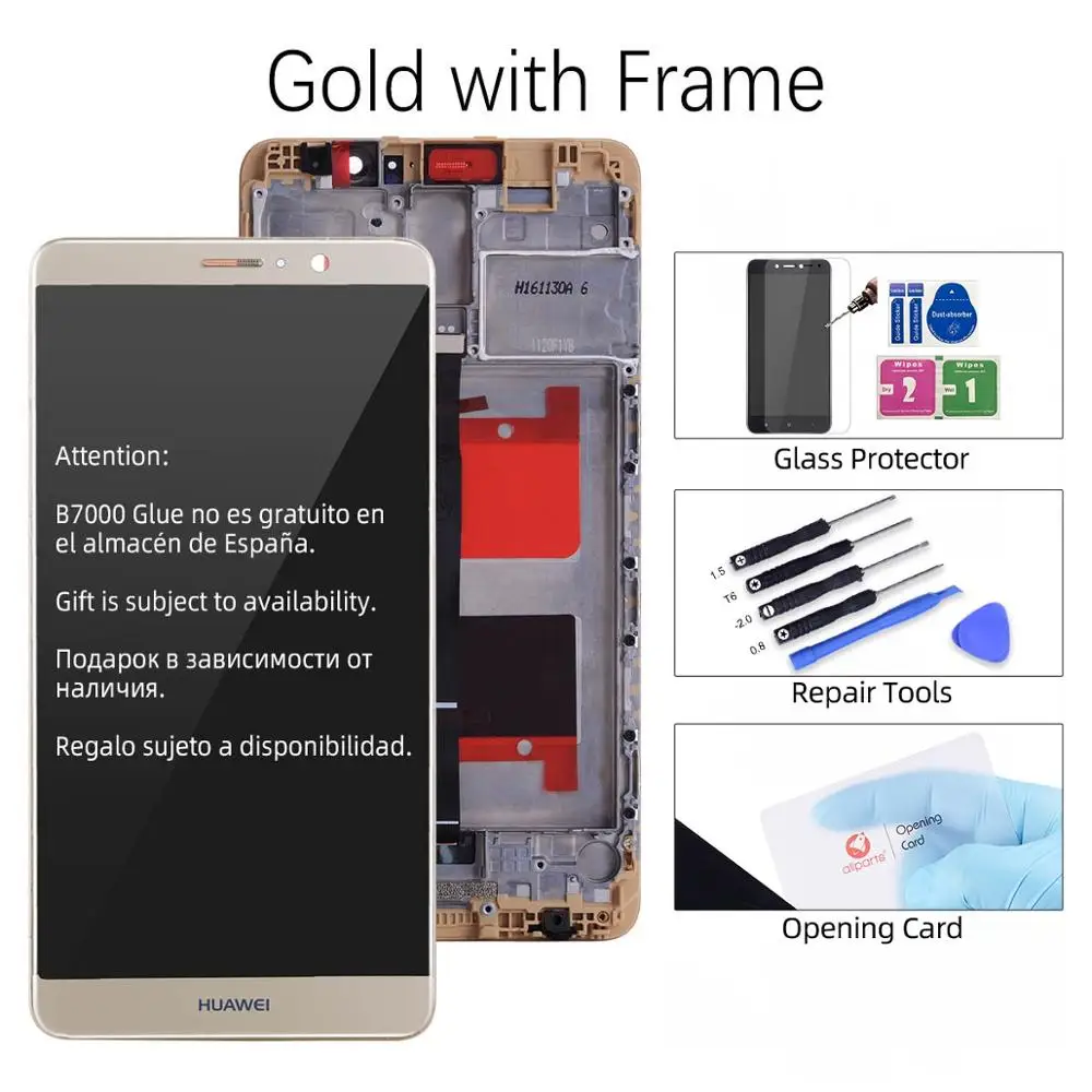 Gold with Frame 5,9 '' ЖК-дисплей для huawei mate 9, сенсорный экран с рамкой, дигитайзер для huawei mate 9, ЖК-MHA-L29, запасные части - Цвет: Gold with Frame