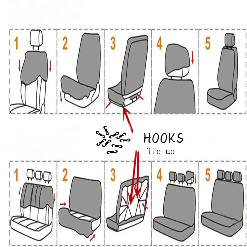 Как крепить чехлы на сидения авто схема и описание
