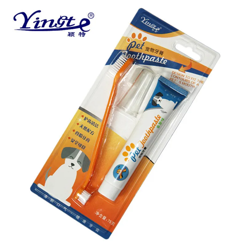

Pet Toothbrush Set Healthy Edible Toothpaste Dog Cats Mouth Oral Teeth Cleaning Care Supplies Vanilla Beef Taste Pet Accessories