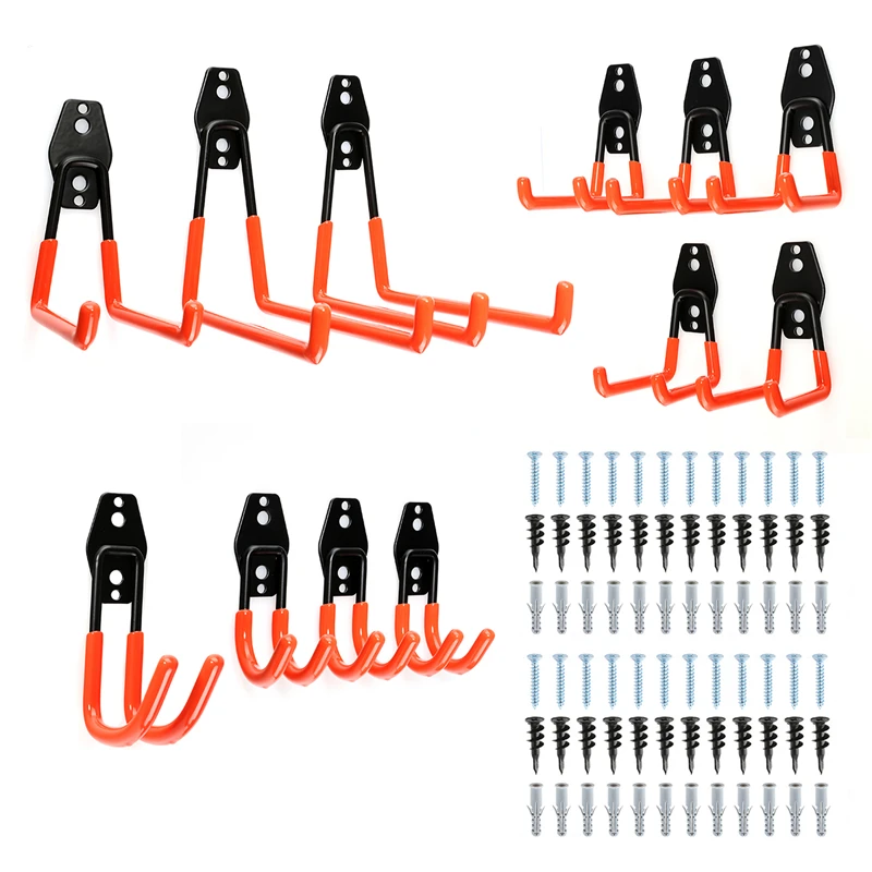 

12pcs Hooks Wall Mounted Storage Racks Heavy Duty Metal Warehouse Hooks with Screw Installation Power Tool Organizer Holder Hook