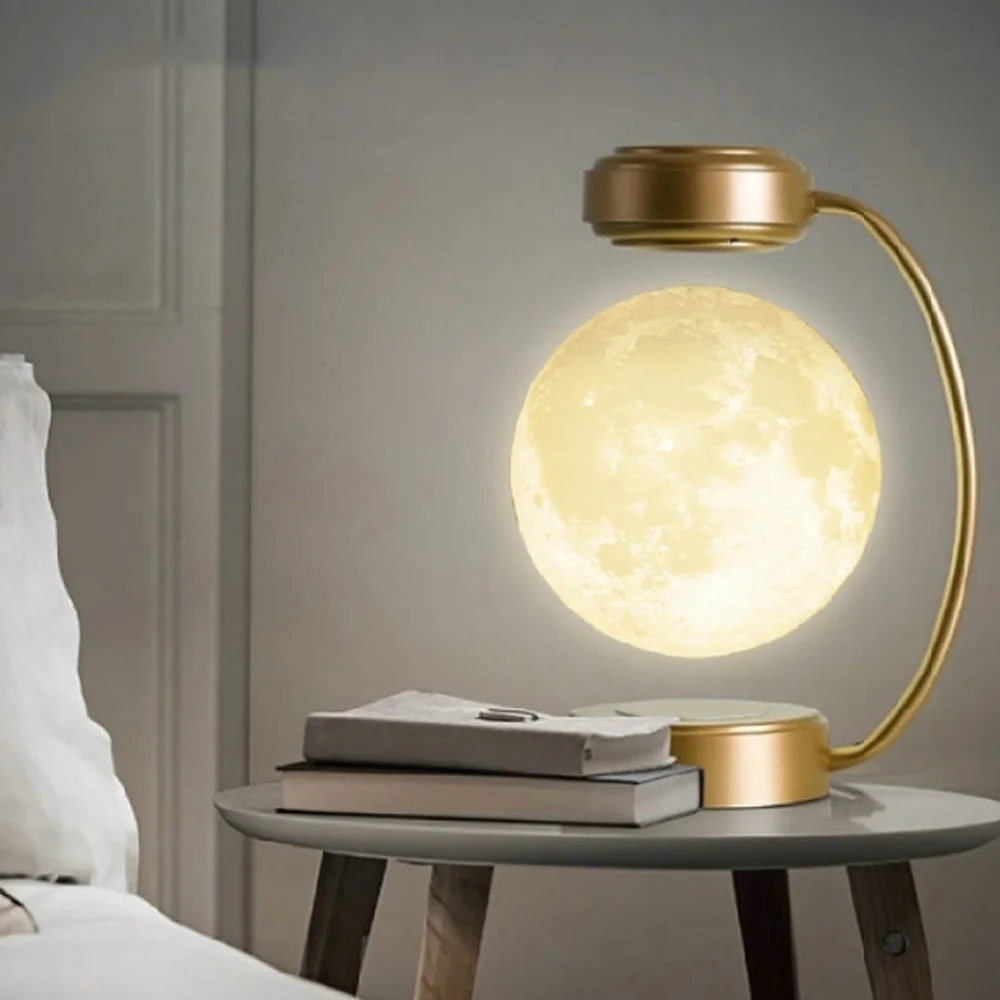 Luz LED de noche con Luna levitante magnética 3D, lámpara de Luna flotante giratoria inalámbrica, Bola de Luna, regalo de decoración para oficina y habitación del hogar