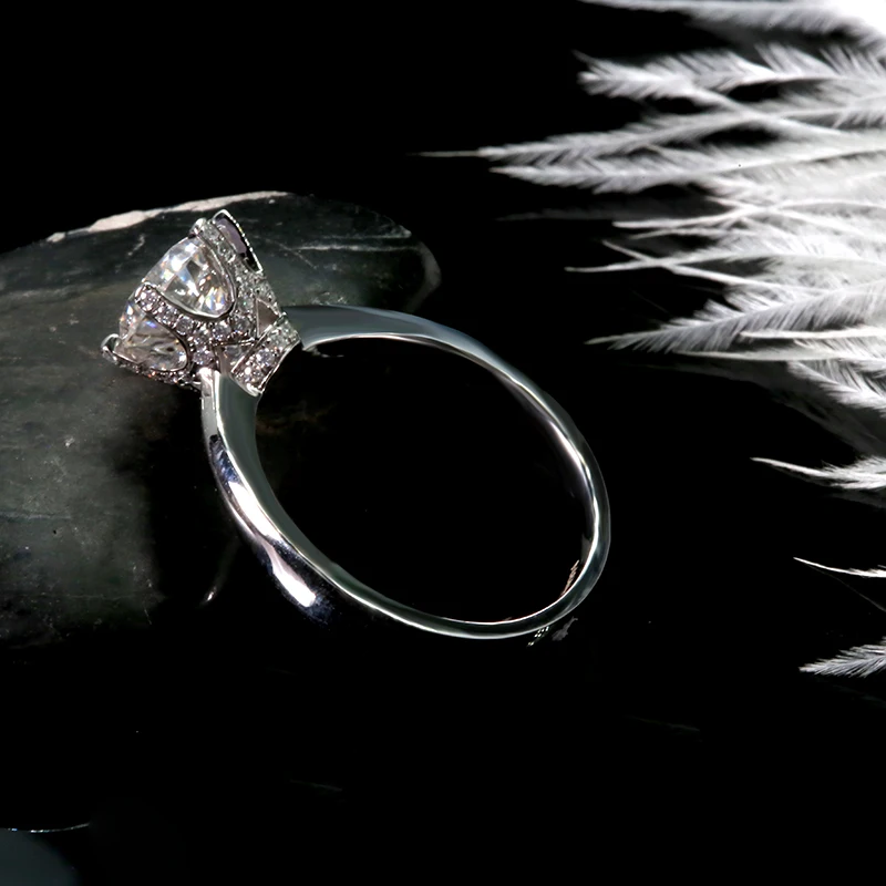 1,0 карат(2.0ct 3.0ct 4.0ct 5.0ct) Круглый муассанит обручальное кольцо серебро 925 обручальные кольца