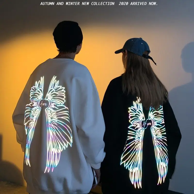 

Harajuku Japan Cartoon Reflective Butterfly Hoodies Streetwear Women Oversized Amine Sweatshirt Pullover High Street Couple Tops