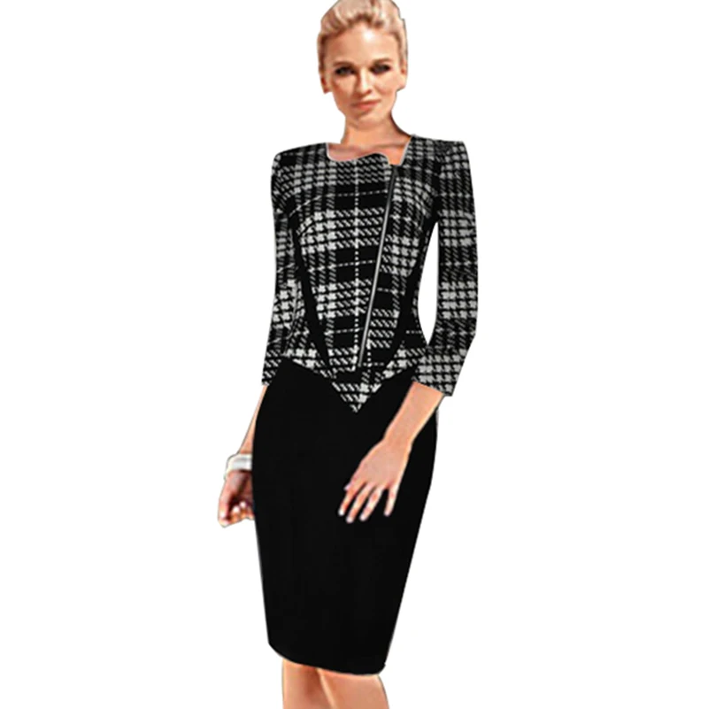 Женское платье карандаш с длинным рукавом размеры S M L XL XXL 3XL|Женские платья| |