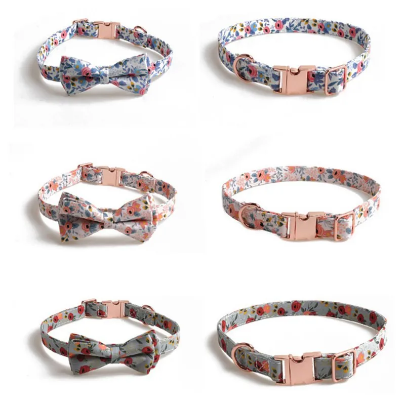 

New Dog Collar Adjustable Fashion Colorful Print Nylon Material Soft Durable Cute Bow Personalized Puppy Collar Pet Supplies