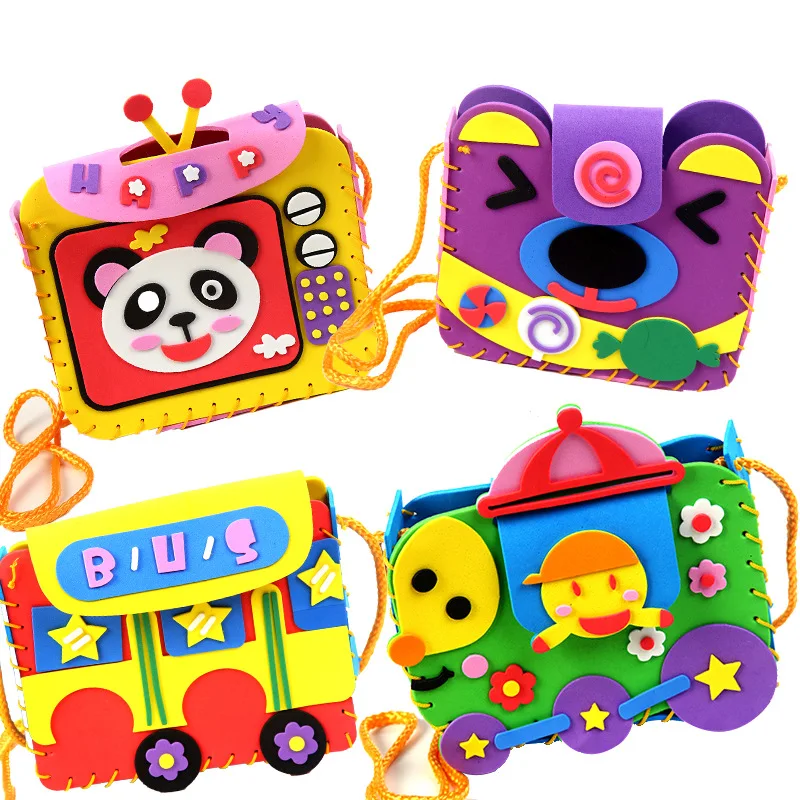 

Kids DIY sticker toys EVA material bag cartoon bag kindergarten children's toys girl handmade crafts creative toy bag