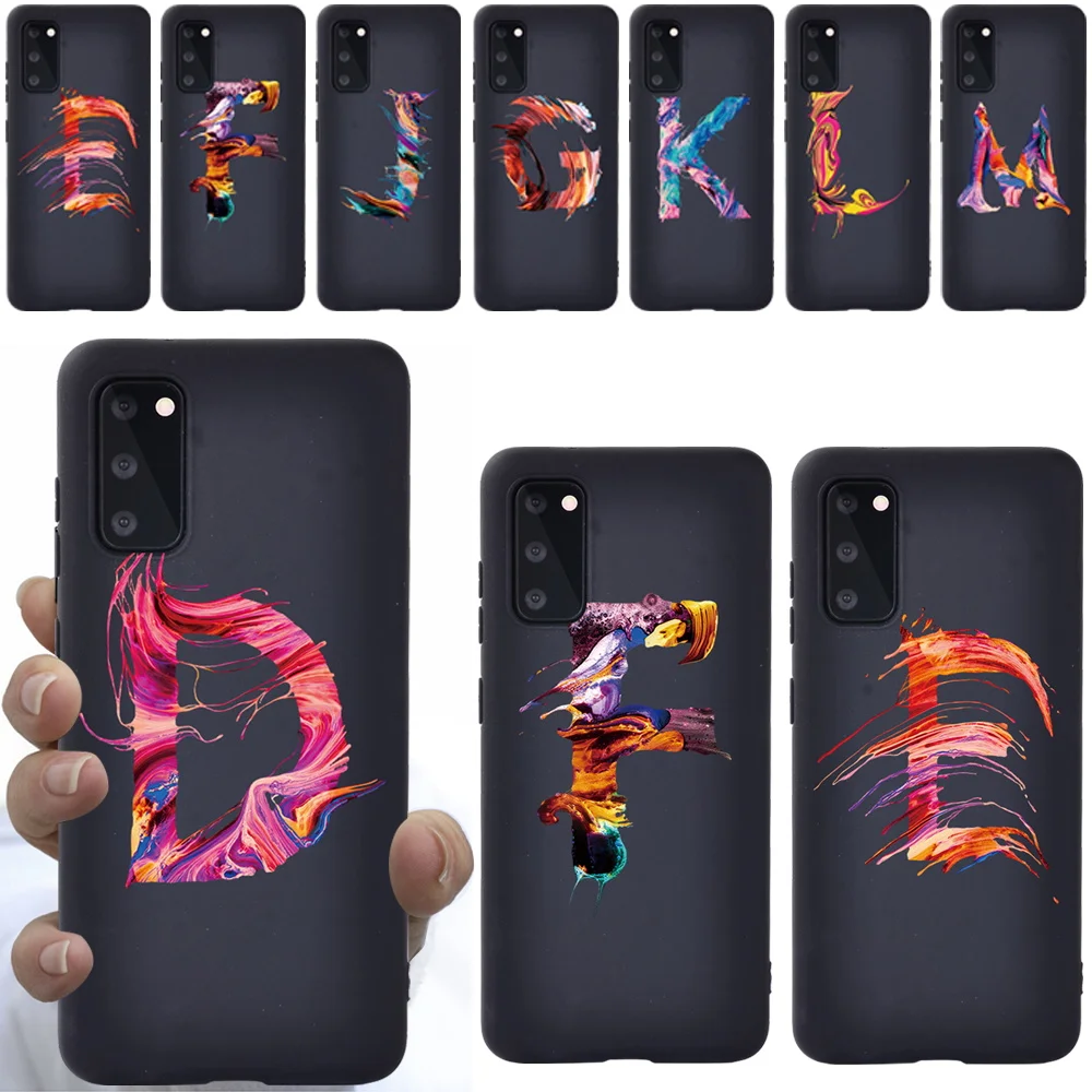 

Soft Silicone Case for Samsung S8 S9 S10/S10 Plus/Samsung S20/S20 Plus Luxury Anti-drop Paint Initial Name Pattern Phone Cover