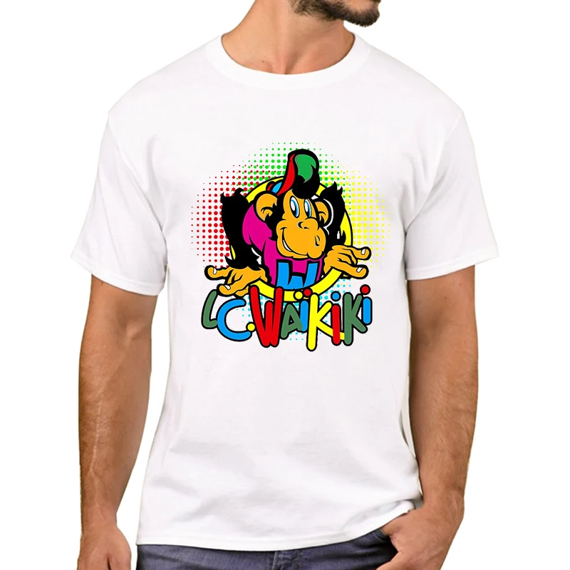 TEEHUB Hipster LC Waikiki Affe Gedruckt Männer T-Shirt Mode Halbton Bunte Affe T Shirts Kurzarm T-shirts Cool T – Detail 3