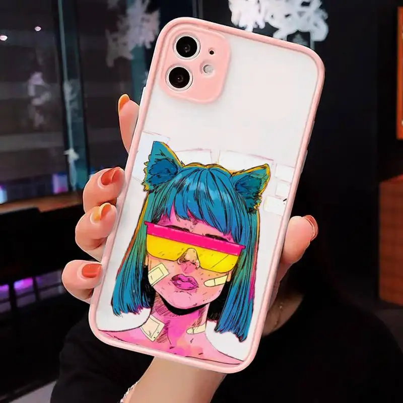

Sexy girl cool pink cartoon Phone Case matte transparent For iphone 7 8 11 12 plus mini x xs xr pro max cover