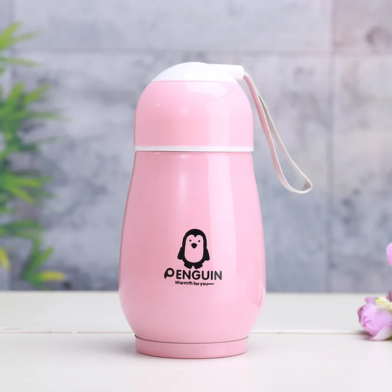 Double Stainless Steel Gift Mug Travel Vacuum Flasks Household Office Water Bottle Cartoon Cute Penguin Big Belly Thermo Mugs | Дом и сад