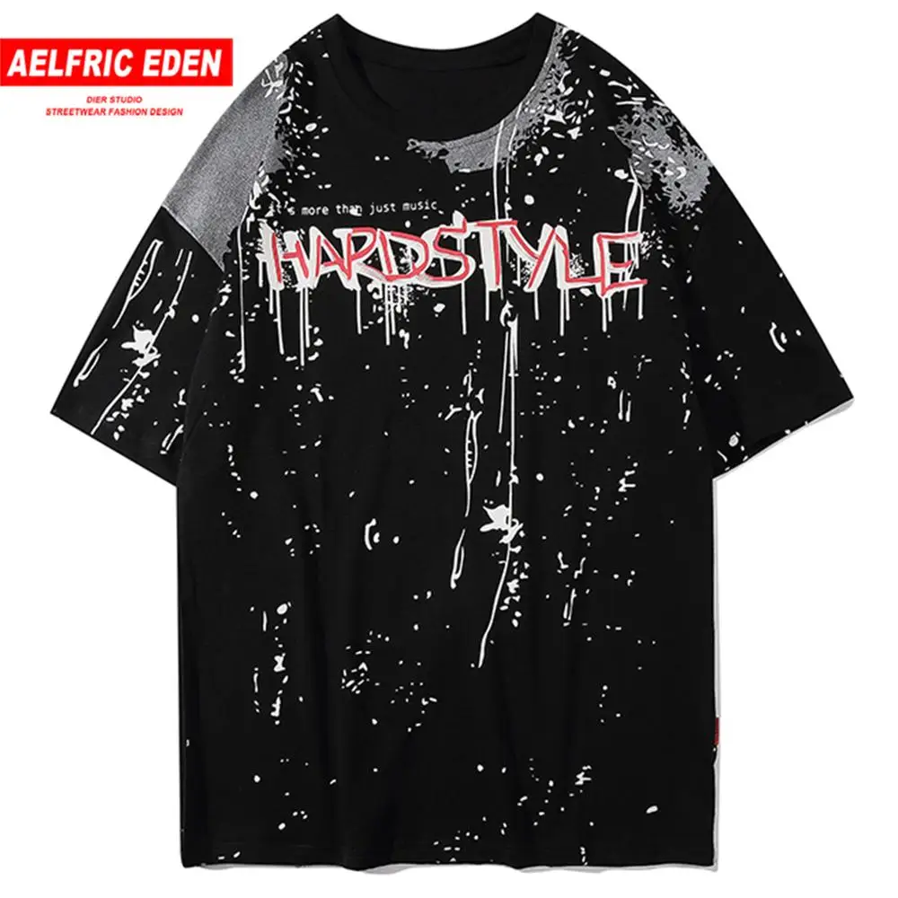 Aelfric Eden Graffiti Hip Hop T Shirt 2020SS Harajuku Streetwear Short Sleeve Casual Cotton Loose Shirts Male Summer Tops Tees | Мужская