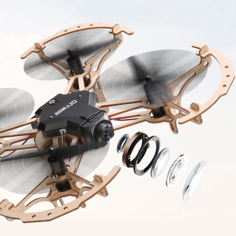 Детский деревянный DIY Дрон Мини карманный гоночный RC Собранный Квадрокоптер с