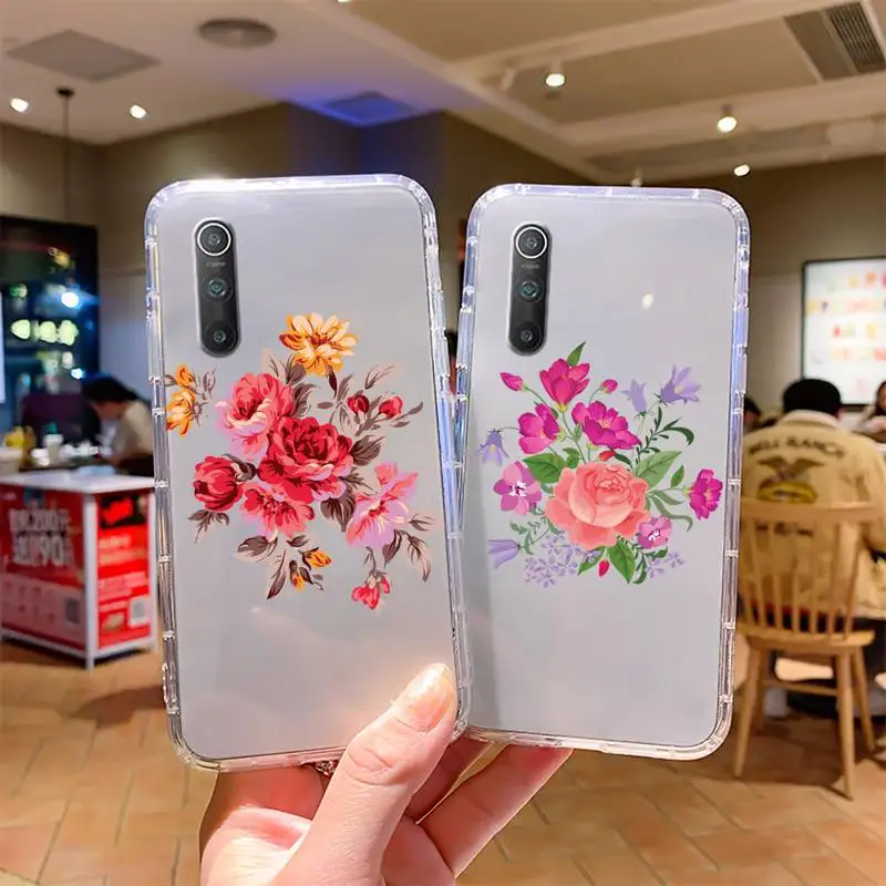 

Colorful Flower Phone Case For Samsung S8 S9 S10 S20 Note20 A71 A21s Plus S20Fe lite Transparent Nax Fundas Cover