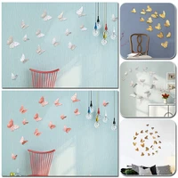 gold silver hollow out three dimensional butterfly 3d wall sticker classroom room wall sticker living room tv wall decoration