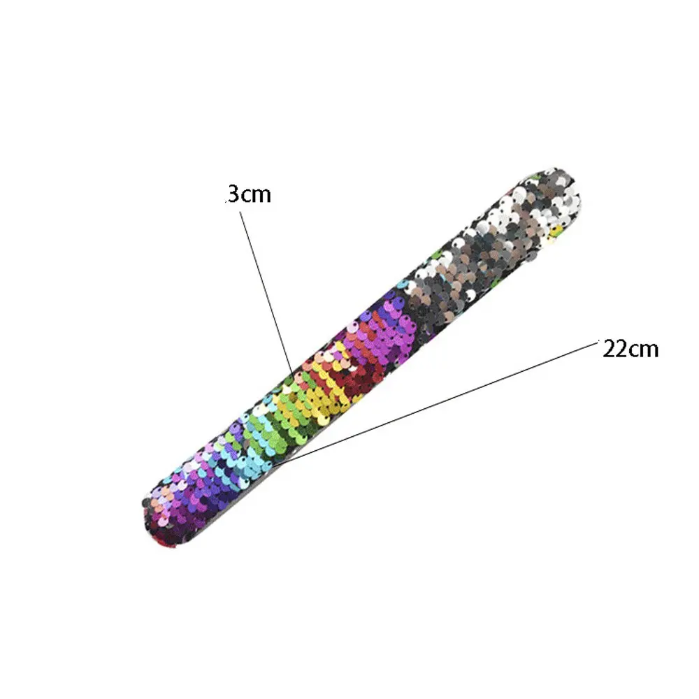 

2Pcs Elastic Sequin Children Slap Bracelets Glitter Kids Wristband Multicolor Creative Fashion Patted Bracelets