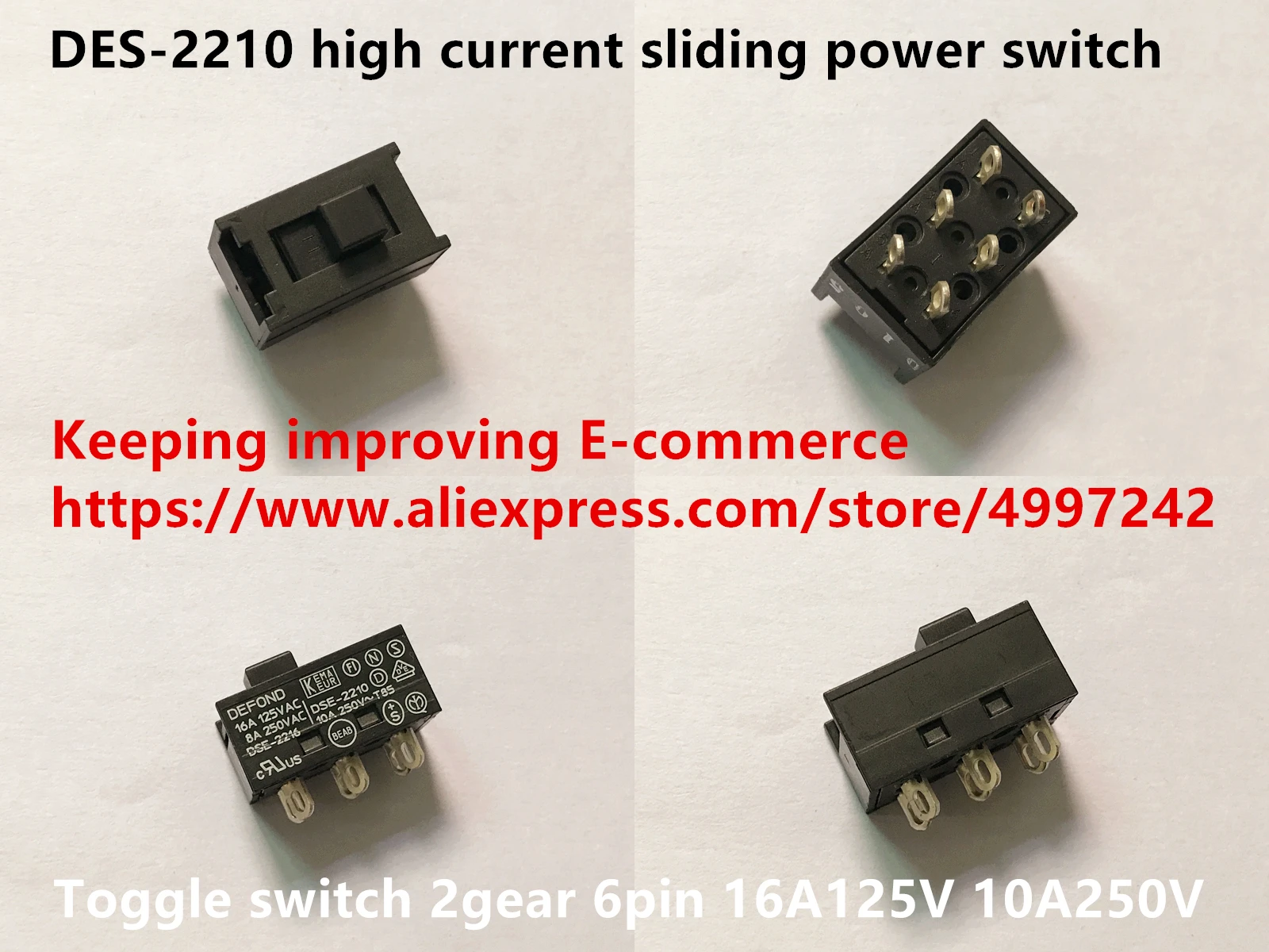 Оригинальный новый 100% импортный переключатель с 2 шестернями 6pin 16A 125 В 10 А 250